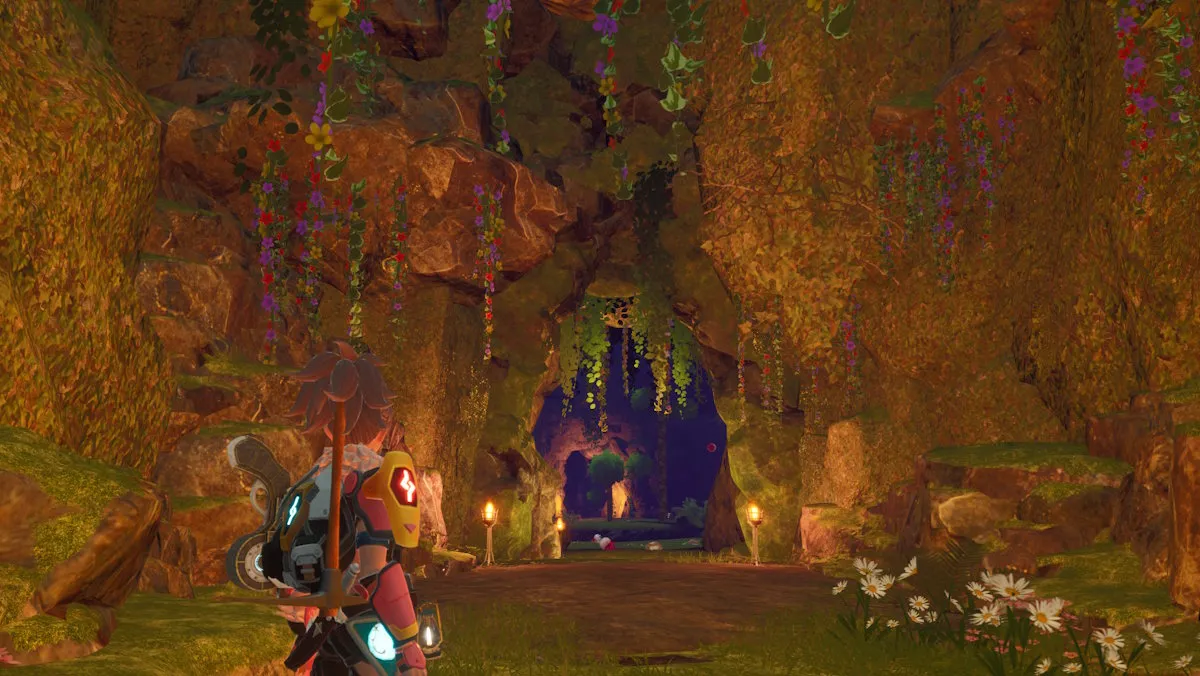 The flower-strewn caverns of the Sealed Realm — Nightglow lantern at the ready.